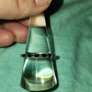 Band Of Beauty Black Onyx cubic Zirconia Rhodium Plating